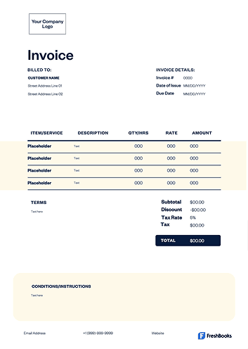 Hourly contractor invoice template